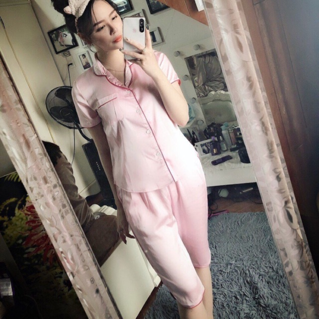 Bộ pijama lụa lửng siêu xinh (4 màu)