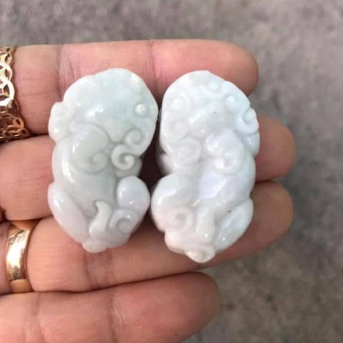 COMBO TỲ HƯU NAM NỮ NGỌC MÀU TRẮNG - SIZE LỚN- TẶNG KÈM DÂY ĐEO