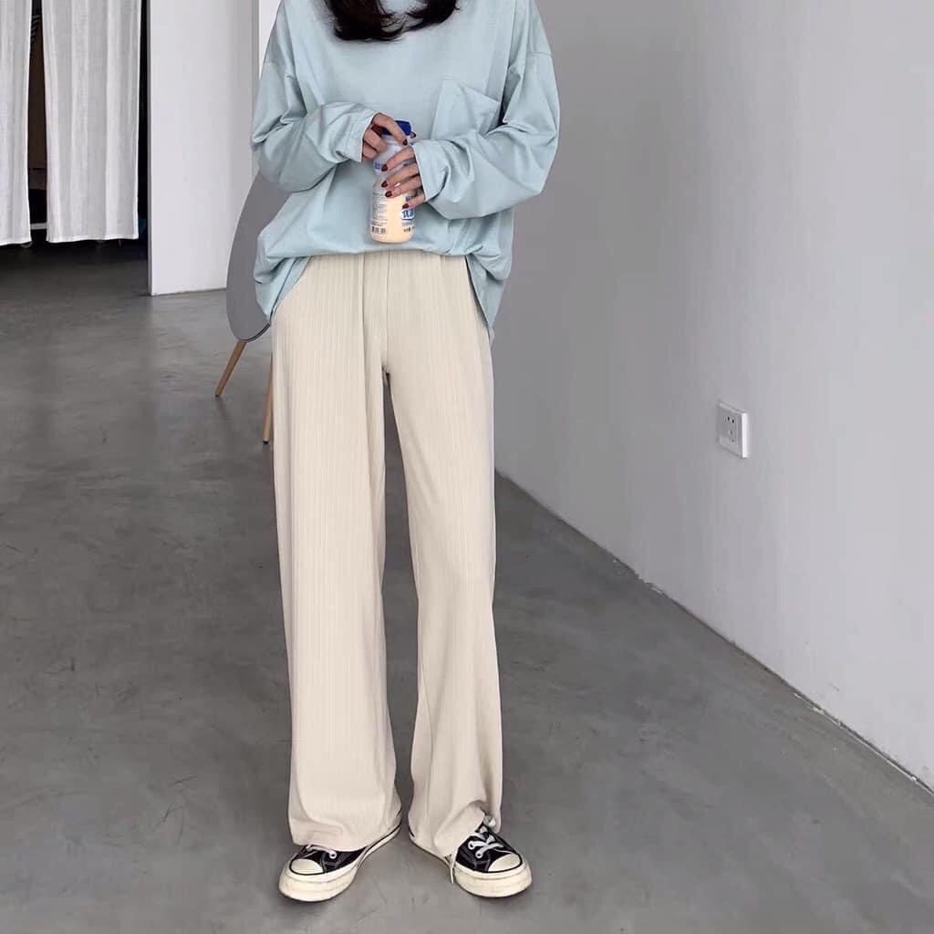 Quần sớ chất tăm ống suông dáng dài siêu hách dáng 2 màu