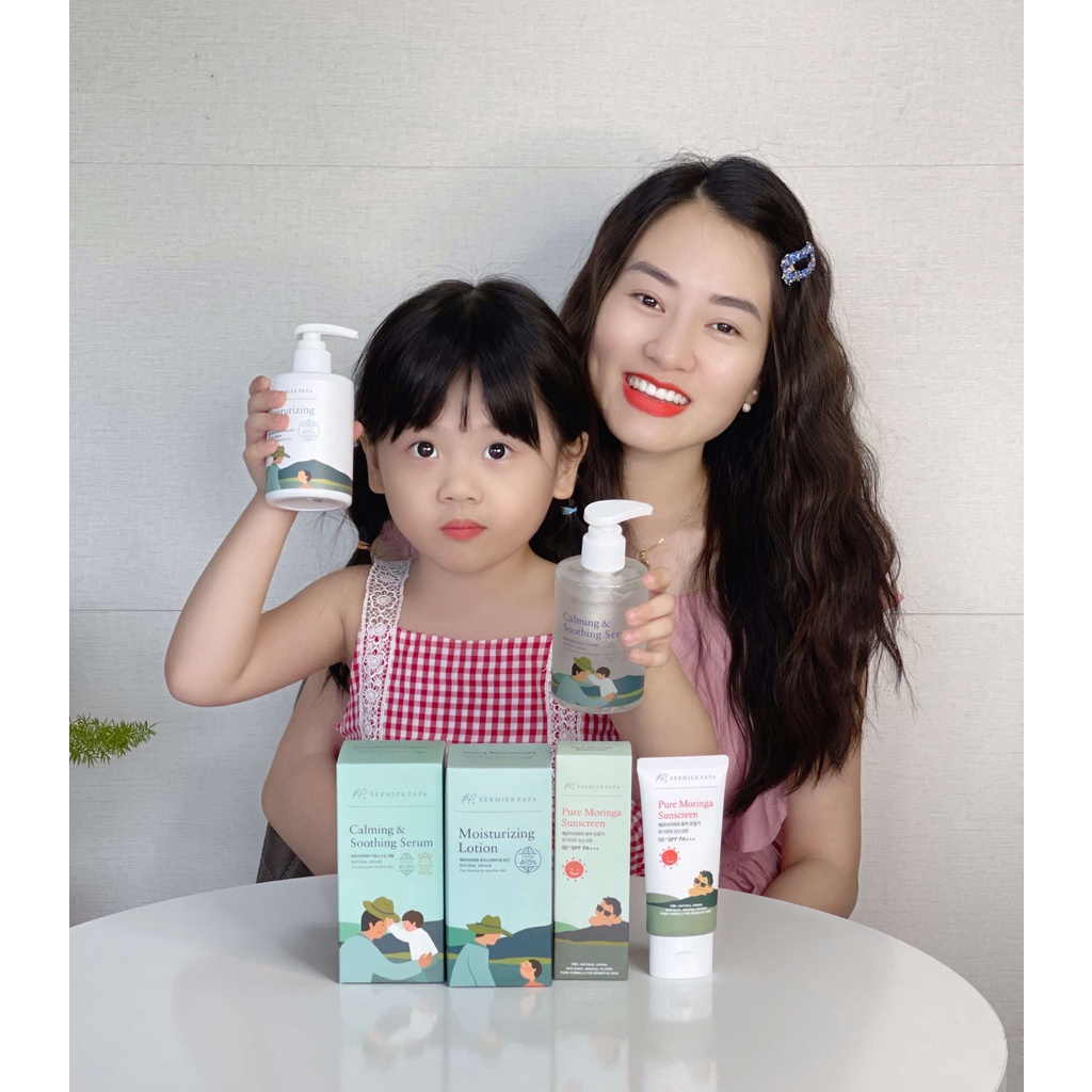 Set 3 sản phẩm chăm sóc da cho em bé FERMIER PAPA (Sữa dưỡng, Serum và Kem chống nắng)