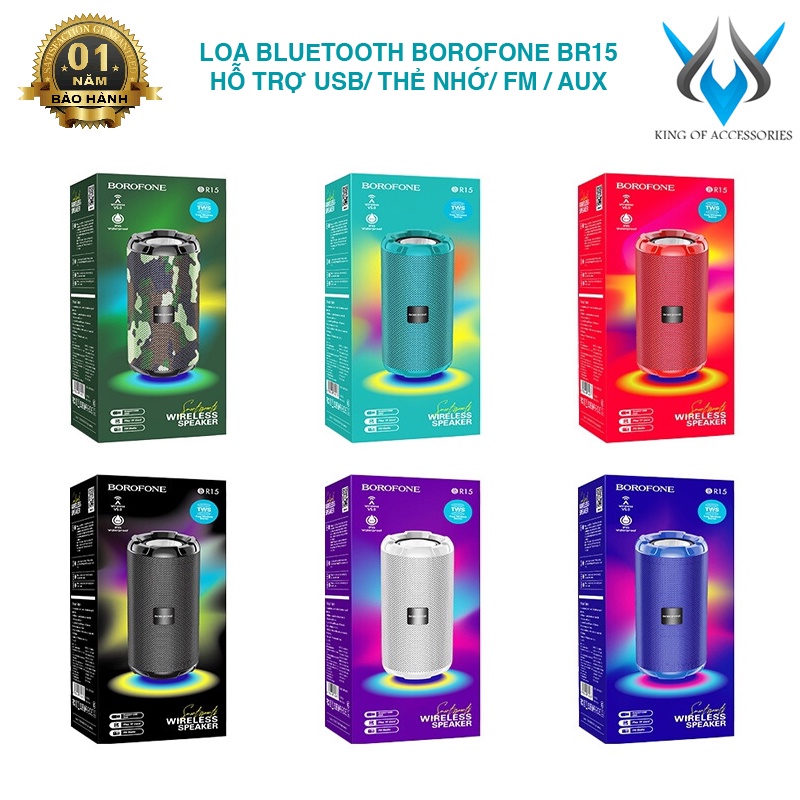 Loa bluetooth đa năng Borofone BR15 10W hỗ trợ USB/TF/FM/AUX/TWS - kết nối cùng lúc 2 loa (NHIỀU MÀU) Phụ kiện 1986