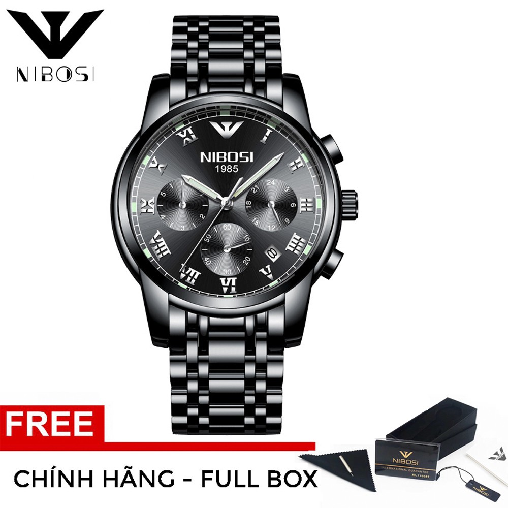 Đồng hồ nam NIBOSI 2301 dây thép lịch ngày thời thượng - Đẳng cấp doanh nhân