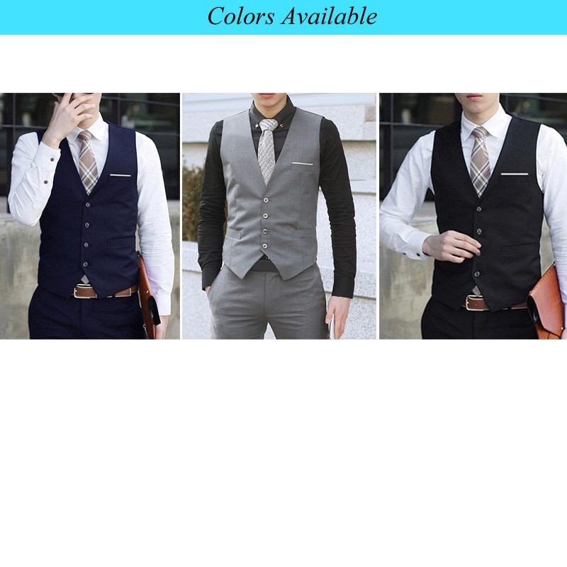 Waistcoat Coat Suit Tuxedo Casual Blazer Vest Slim Wedding Cotton Blends Mens