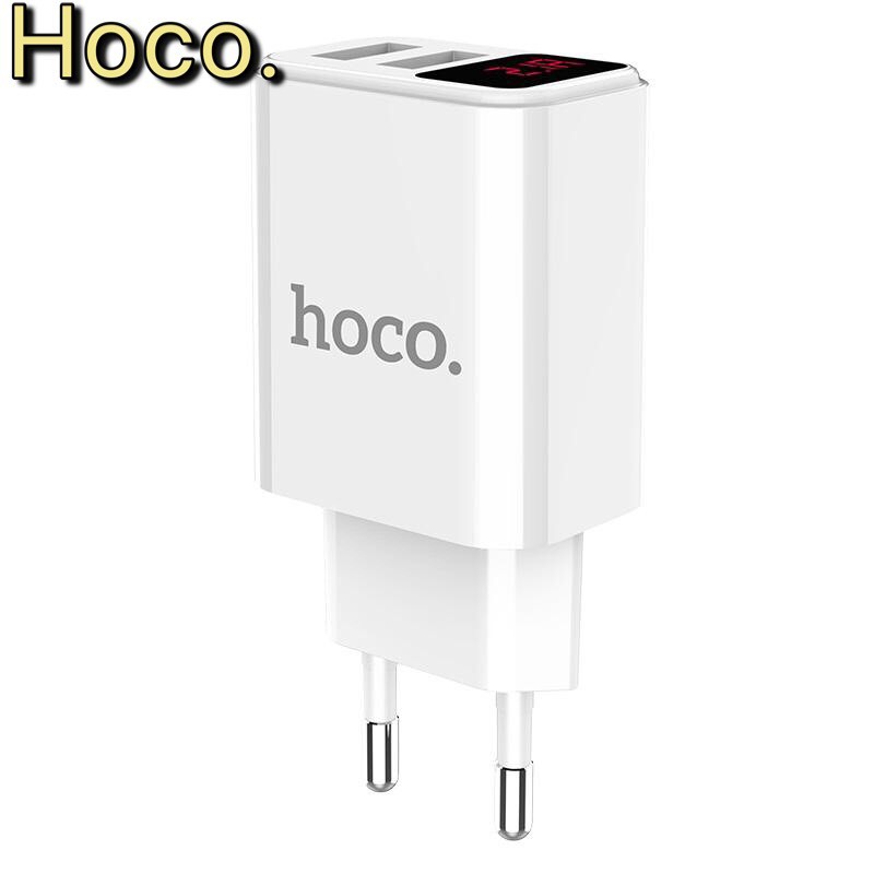 Củ sạc 2 cổng USB màn LCD báo áp - Hoco C63 Victoria - BH 12 tháng