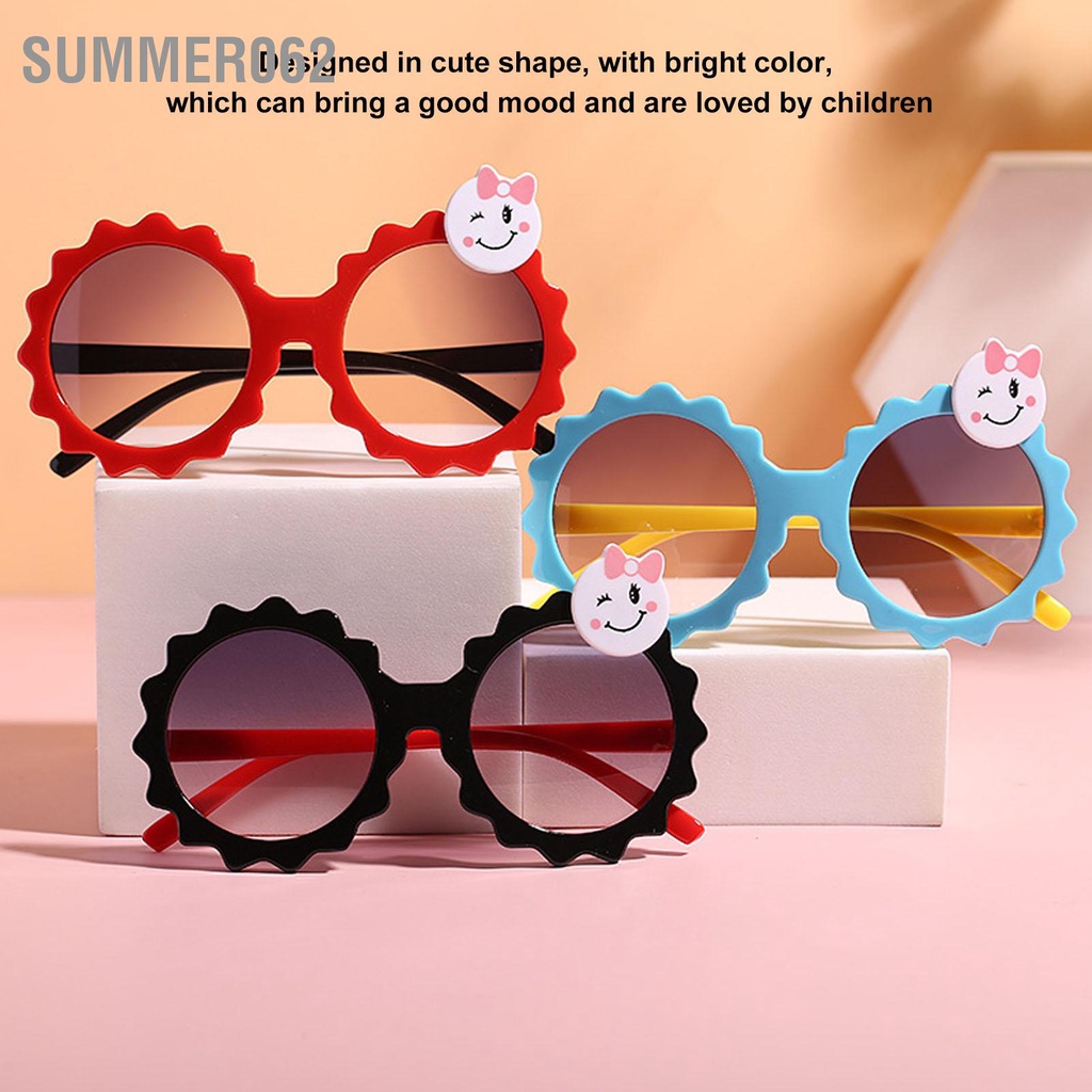 Set 6 Kính Mát Tròn Màu Sắc Tươi Sáng Họa Tiết Hoa Thời Trang Phổ Biến Dành Cho Trẻ Em