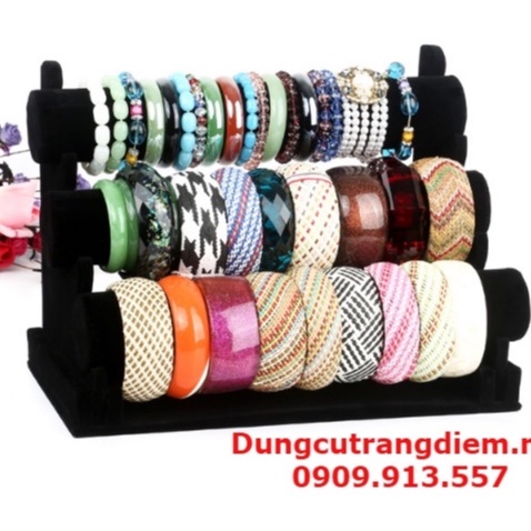 Kệ Treo Vòng Tay 3 Tầng Nhung Đen