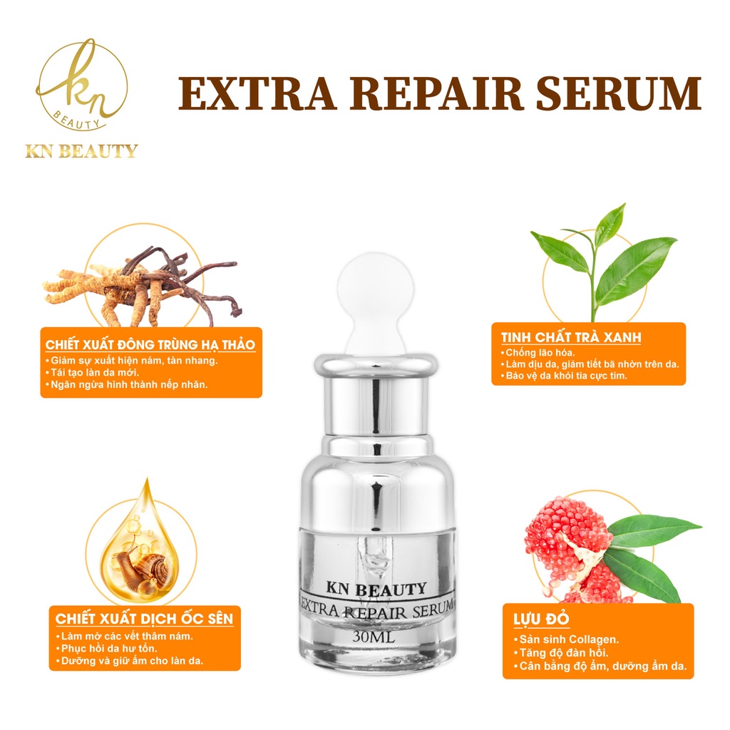 Serum Trắng Da Ngừa Nám KN Beauty Extra Repair 30 ml tặng gel rửa tay Lamcosme