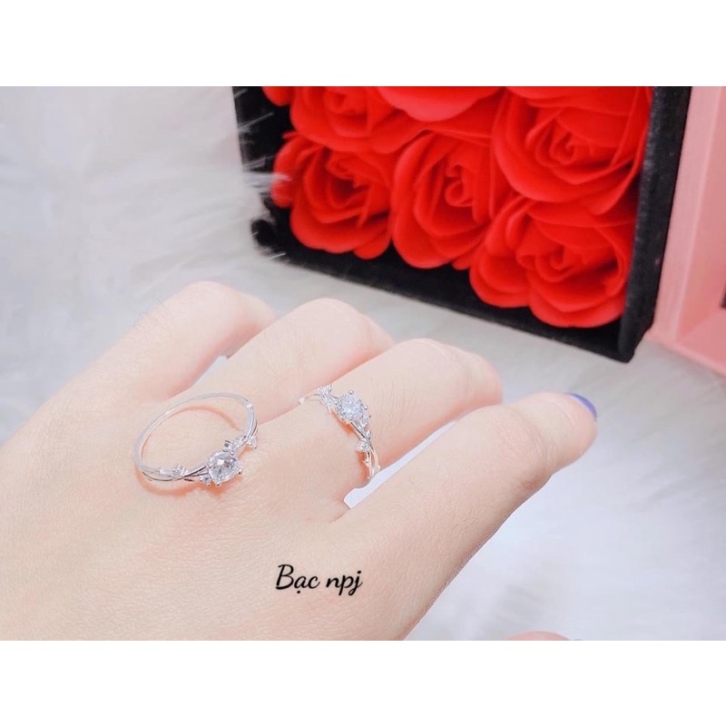 Nhẫn nữ đính đá ⚡️ Siêu Xinh ⚡️ GIÁ RẺ , Nhẫn hoa lá cành , Bạc Ta- Bạc Npj