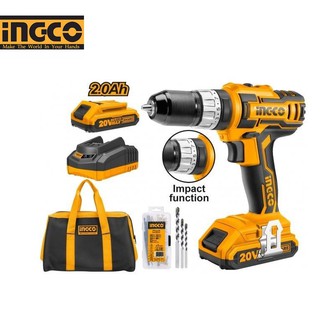 20V-10mm CIDLI2002 Máy khoan dùng pin Lithium hiệu INGCO - 2 PIN - 50 linh kiện