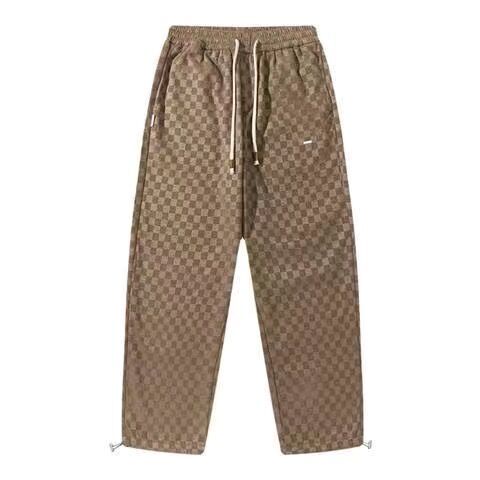 Quần dài thể thao ống rộng dáng suông in sọc caro thời trang hiphop đường phố retro Mỹ mùa xuân thu cho nam nữ