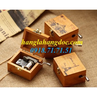 Hộp nhạc quay tay gỗ tốt hình phong cảnh, kiểu cổ điển
