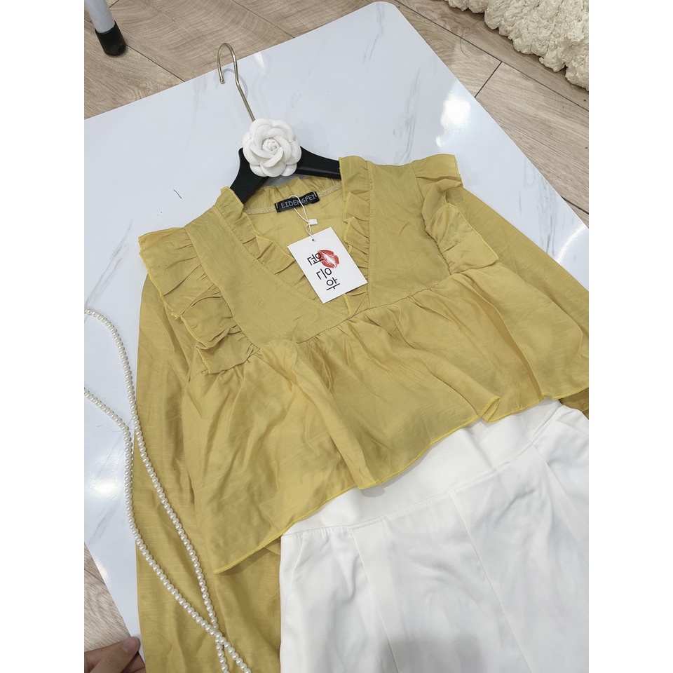 SET ÁO BÈO TẦNG MIX SOOC TRẮNG