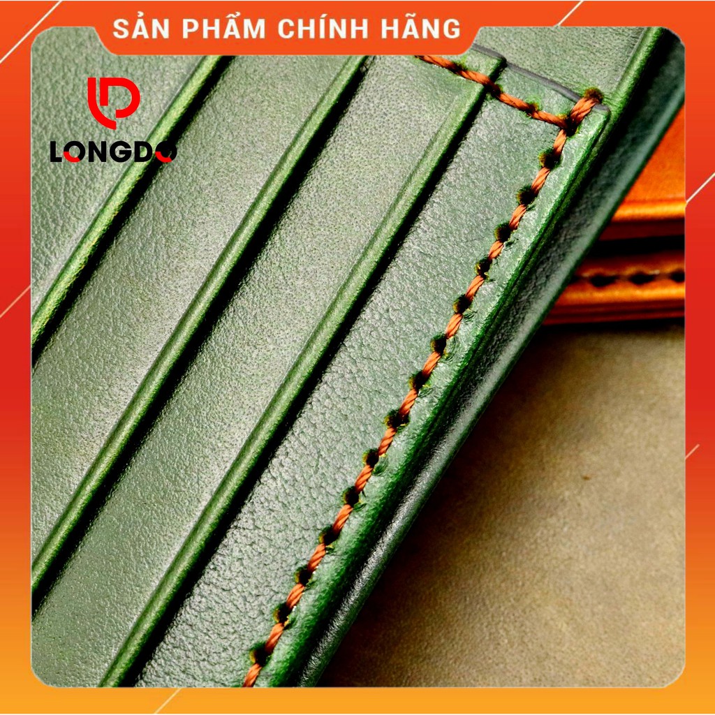 Ví Da Bò Nam Handmade Cao Cấp - Cam Kết 100% Da Bò Thật - Ví Ngang - Hàng Chính Hãng Thương Hiệu Longdo Leather - B01