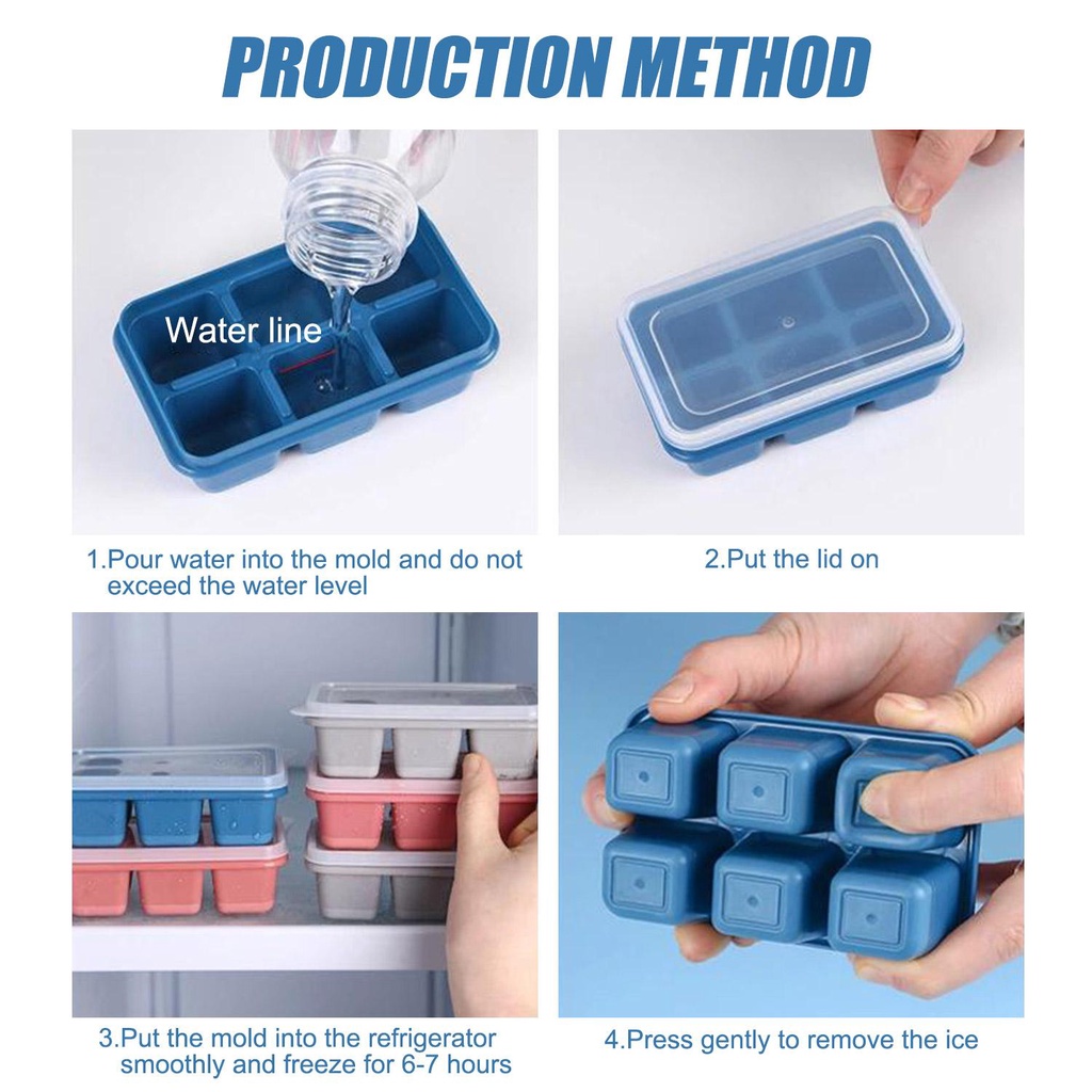 LANSEL Set 3 Khuôn Làm Đá Viên / Nước Ép Có Thể Tái Sử Dụng