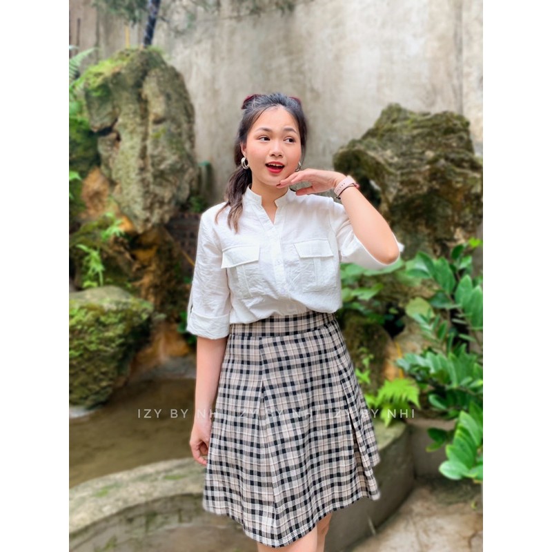 CHÂN VÁY KẺ BIGSIZE THIẾT KẾ - CHÂN VÁY XẾP LY BẢN TO (CÓ LÓT QUẦN) - IZYBYNHI | BigBuy360 - bigbuy360.vn