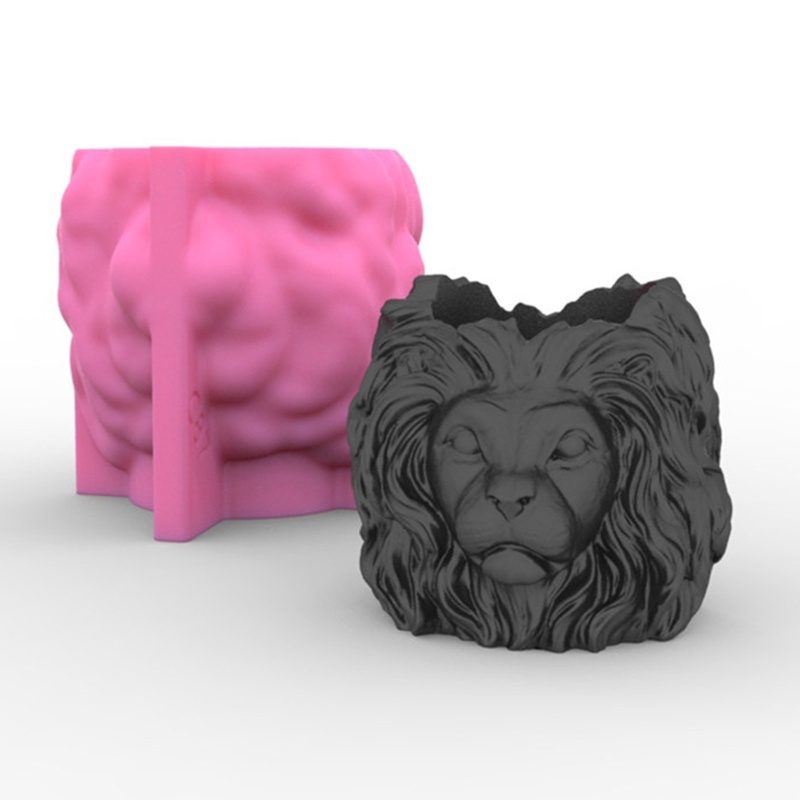 Khuôn silicone làm chậu hoa hình đầu sư tử DIY