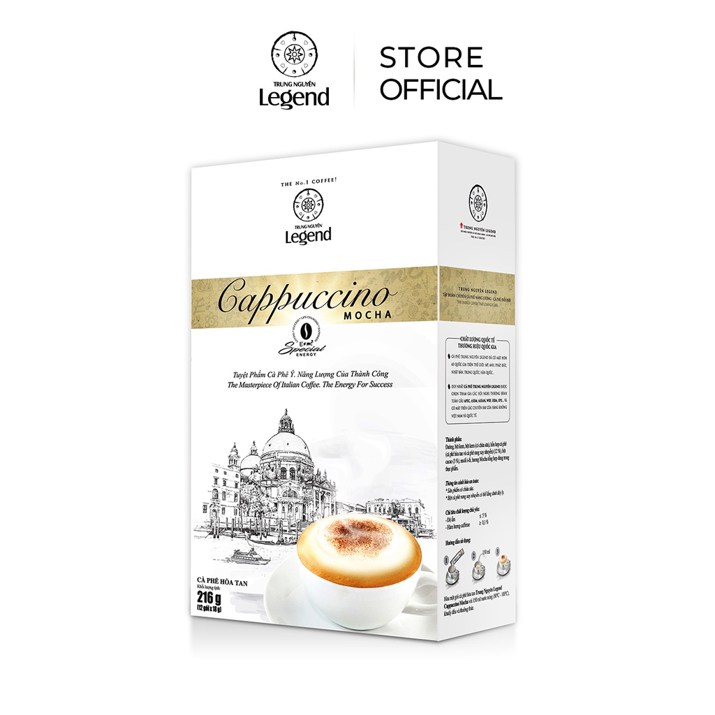 [Trung Nguyên Ecoffee] Cà phê Hòa Tan Cappuccino Mocha - Hộp 12 gói - Trung Nguyên Legend