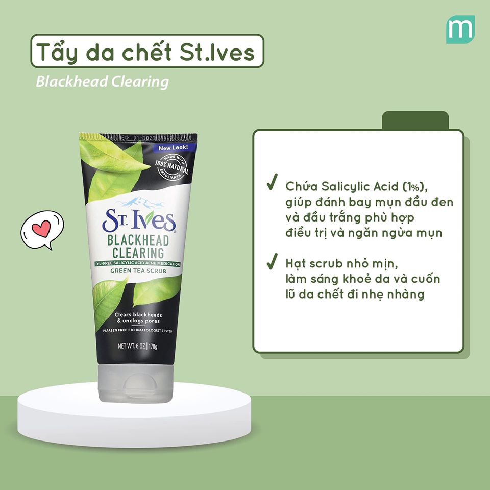 Tẩy Tế Bào Chết Chiết Xuất Trà Xanh ST.Ives Blackhead Clearing Green Tea Scrub (Mỹ)