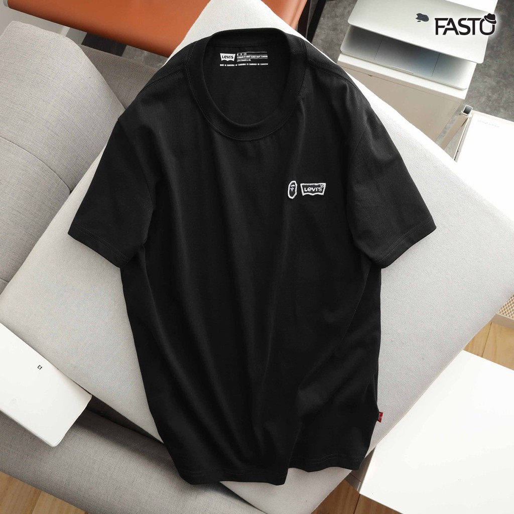 Áo thun nam thêu logo nổi chất 100% cotton cao cấp - Thời trang nam FASTO