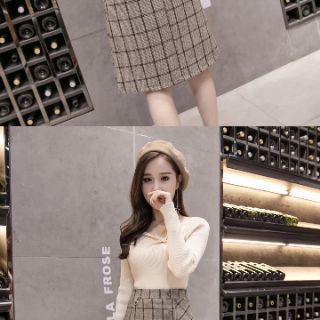 (kèm ảnh thật) chân váy dạ đính cúc cực sang