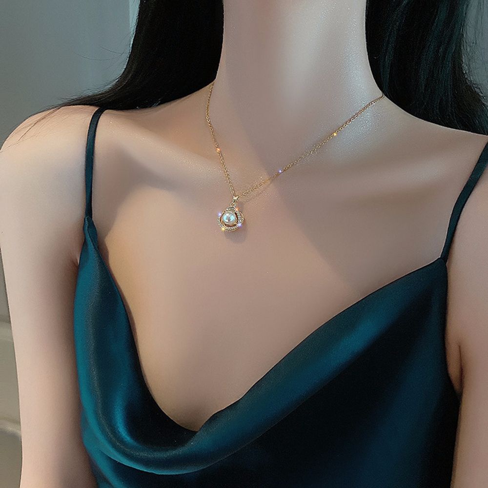 Vòng cổ / Nhẫn / Khuyên Tai Bằng Hợp Kim Đính Đá Zircon / Ngọc Trai Đơn Giản Sang Trọng Phong Cách Hàn Quốc Tùy Chỉnh Thời Trang Cho Nữ