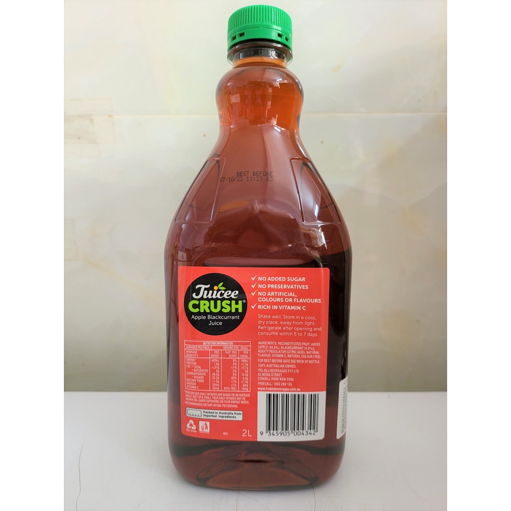 [Bình 2 Lít] NƯỚC ÉP TÁO &amp; TRÁI LÝ CHUA ĐEN [Australia] JUICEE CRUSH Apple &amp; Blackcurrant Juice