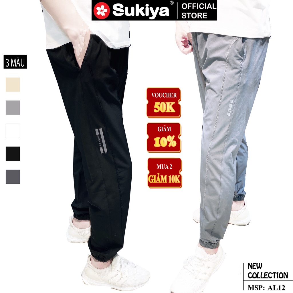 Quần jogger nam SUKIYA thể thao Basic,Chất Vải Gió Mềm,Co Giãn Vận Động Thoải Mái,ống bo chun năng động QTT03