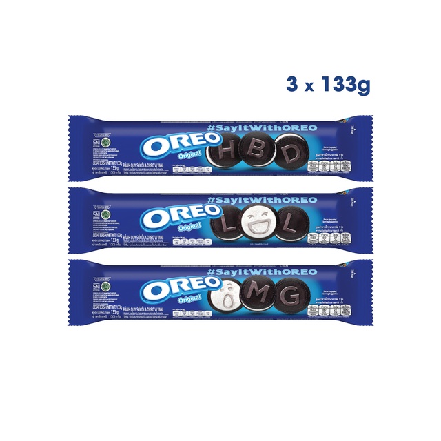 Combo 3 thanh bánh quy sôcôla OREO vị vani 3x133g