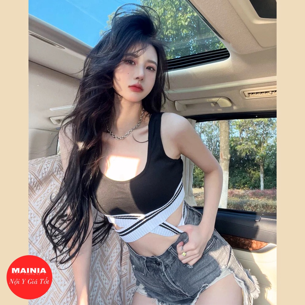 [Siêu Đẹp] Áo Bra Cotton Dây Chéo Eo Siêu Sexy Gợi Cảm Áo Bra Thể Thao Tập Gym Yoga Cao Cấp Mainia Shop
