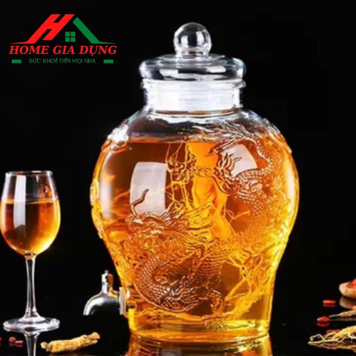Bình ngâm rượu thuỷ tinh Chum Rồng 8 Lít