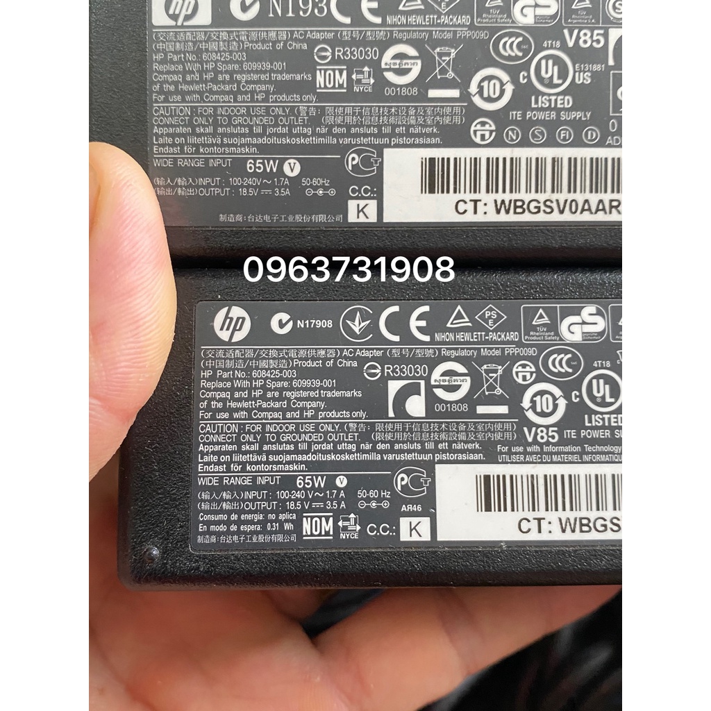 Sạc laptop Hp 18.5V-3.5A nguyên bản do Hp cung cấp