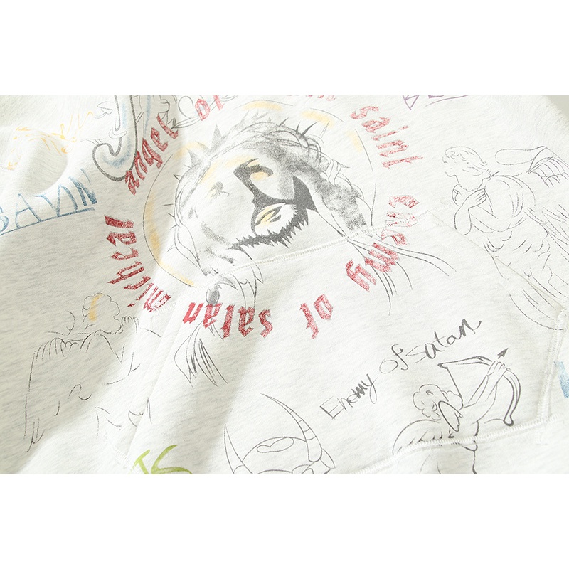 Áo hoodie cotton dài tay in hình chân dung graffiti cá tính cho nam nữ