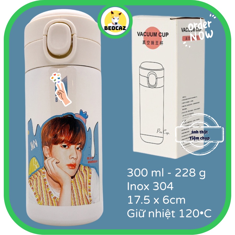 Bình giữ nhiệt Inox BTS 330 ml V Jimin Jungkook Bangtan Boys bình nước quà tặng Full Box dễ thương chibi có sẵn