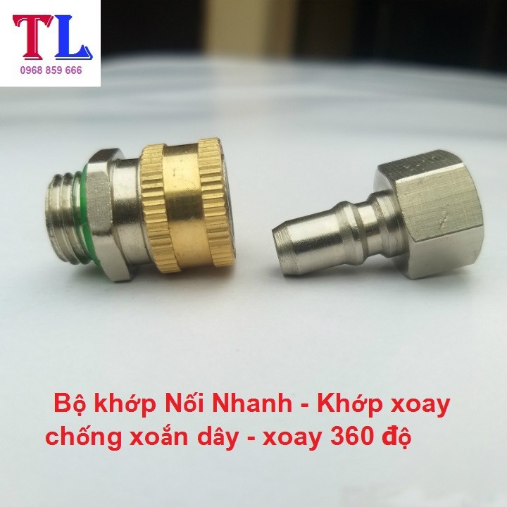 khớp nối nhanh - Khớp xoay chống xoắn dây phun xịt rửa xe (ren 14mm dùng cho súng đầu ren bằng)