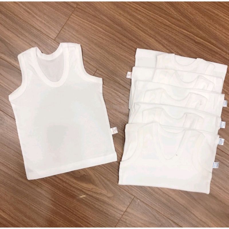 ÁO BA LỖ TRẮNG 100% COTTON CHO BÉ