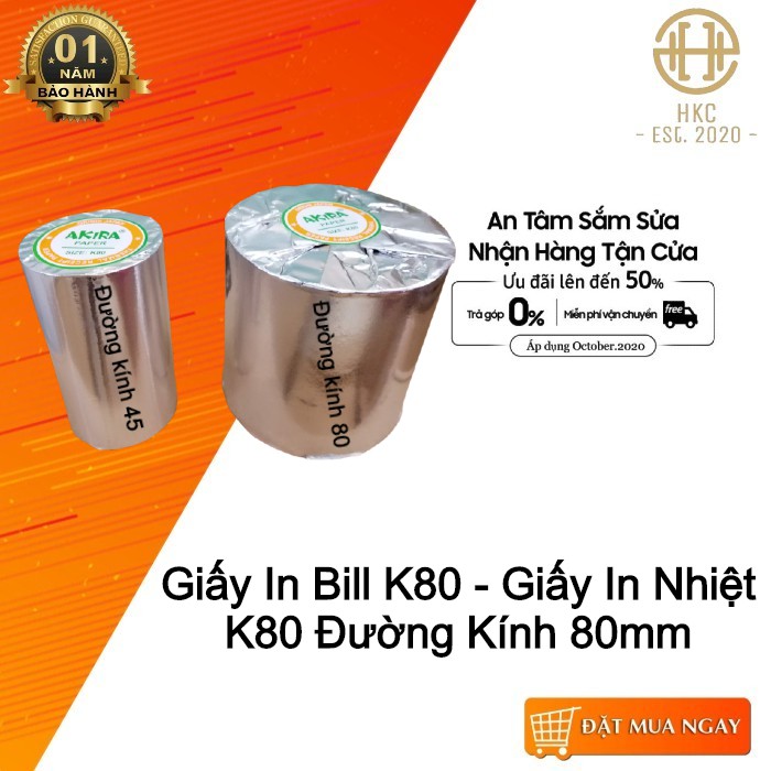 Giấy In Bill K80 - Giấy In Nhiệt K80 Đường Kính 80mm Cuộn giấy in Ocha, in nhiệt, in bill K80x80