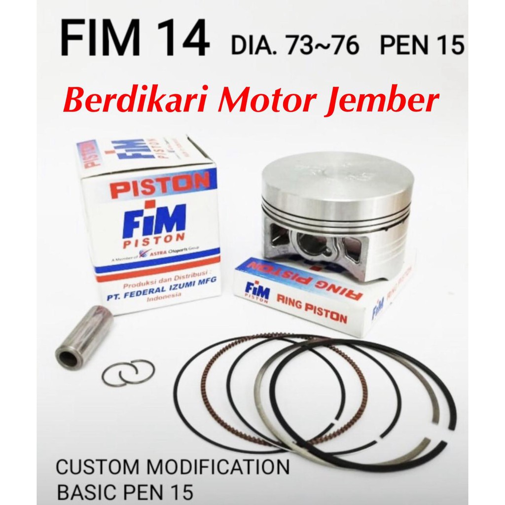 Piston Kit Fim14 Sửa Đổi Ov. Đường Kính Std - 3.00 Đường Kính 73mm 74mm 75mm 76mm Pin15.