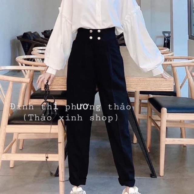 Quần baggy cạp cao bản to 4 khuy siêu hot 💕 | BigBuy360 - bigbuy360.vn