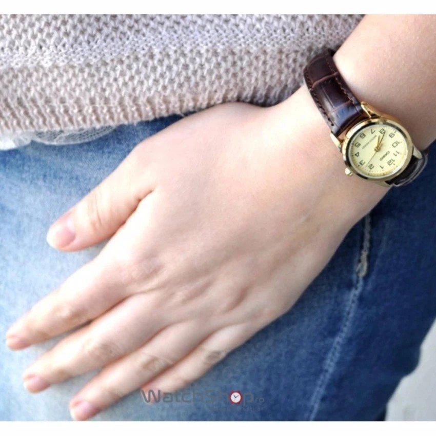 Đồng hồ nữ dây da Casio chính hãng Anh Khuê LTP-V001GL-9BUDF