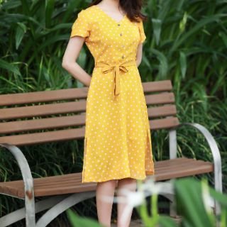 [Ảnh thật 100%]váy chấm bi vitage
