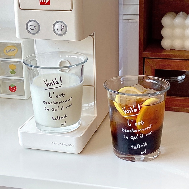 Ly Cốc Thủy Tinh Rộng vành in chữ, phong Hàn Quốc ly thủy tình sáng tạo sẵn ít