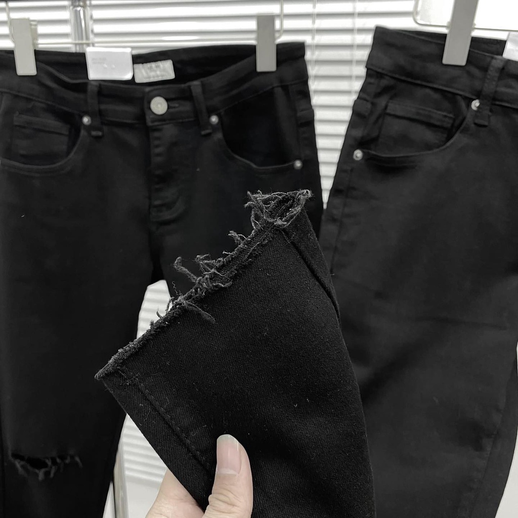 Quần jeans rách gối đen - Gin store