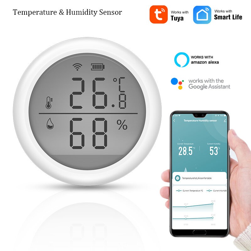 Nhiệt ẩm kế điện tử  - Có màn hình hiển thị LCD kèm thông báo quaWifi dùng app Tuya Smartlife