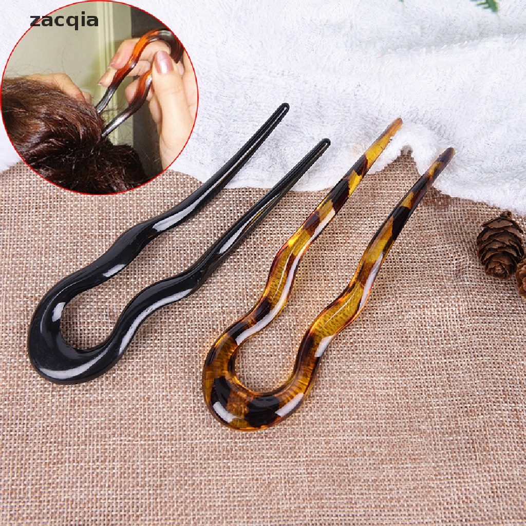 Trâm Cài Tóc Chữ U Bằng Nhựa Resin Phong Cách Retro Cho Nữ