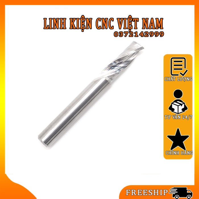Mũi CNC cắt inox 3.175 lưỡi dài 8mm