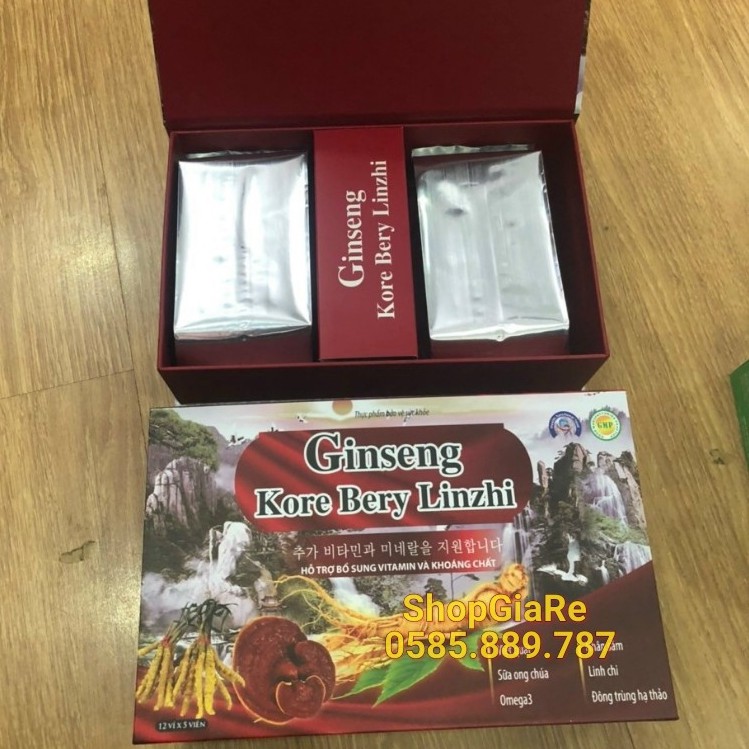 Ginseng kore bery linzhi Viên tăng lực nhân sâm, Giúp bồi bổ cơ thể, ăn ngủ ngon, cho người suy nhược, sau bệnh