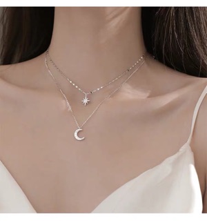 Dây chuyền layer 2 lớp tim , trăng sao
