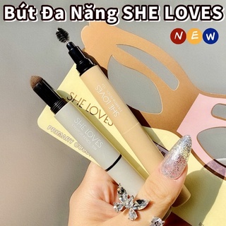 Bút Đa Năng SHE LOVES Tạo Khối Thon Gọn Gương Mặt, Bút Dặm Chân Tóc, Bút Kẻ Mày 2 Đầu EYEBROW PENCIL Kẻ Mày Không Trôi