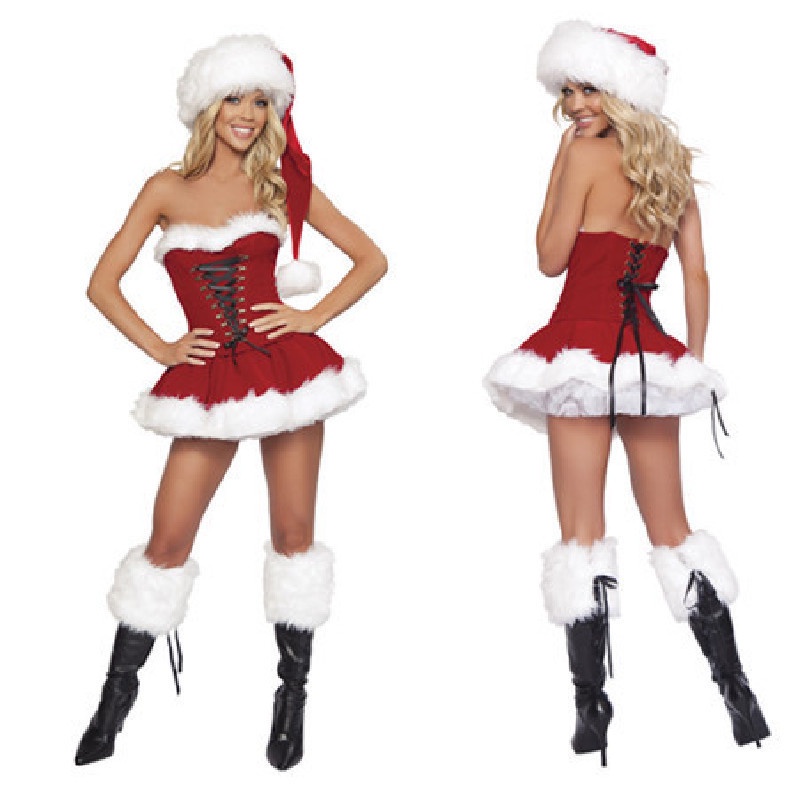Bộ đầm và mũ hóa trang thành ông già Noel phong cách Âu Mỹ quyến rũ cho nữ | BigBuy360 - bigbuy360.vn
