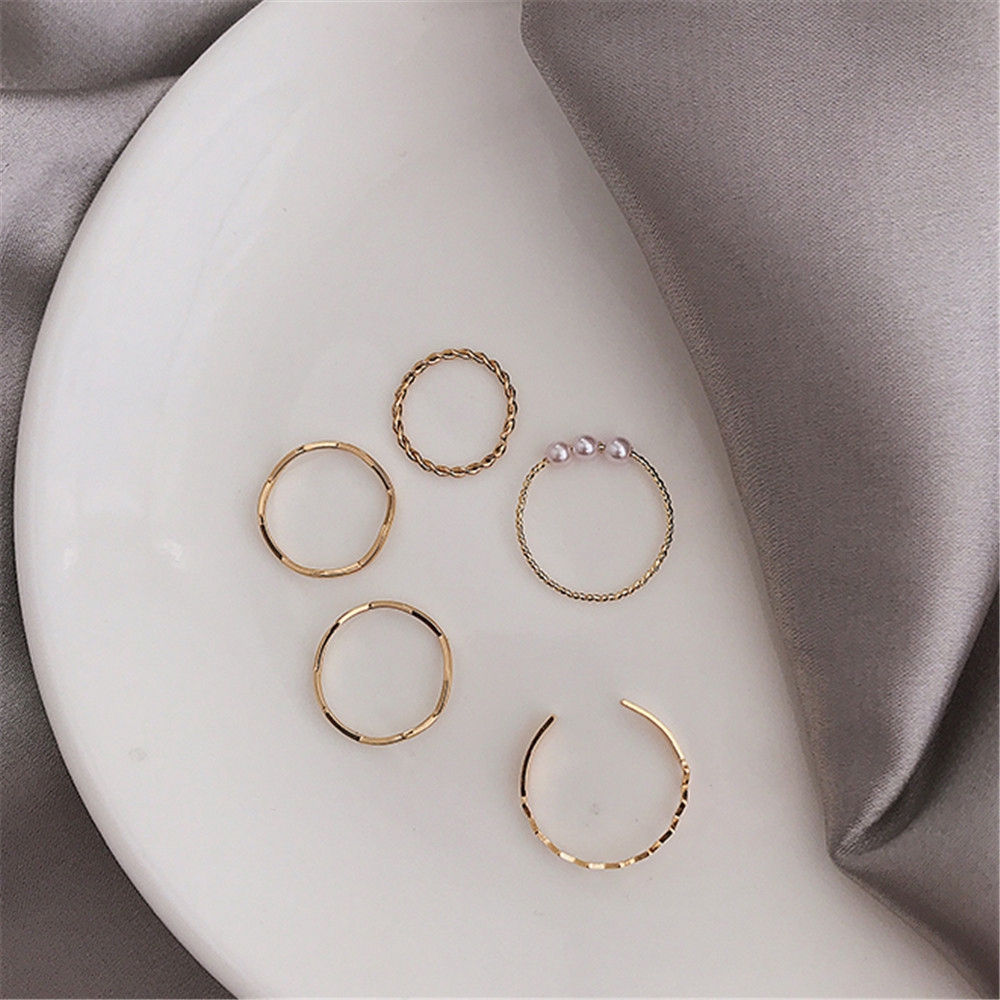 Set 5 nhẫn đeo tay phong cách Hàn Quốc dành cho phái nữ